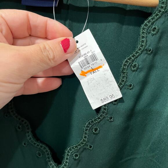 Gap Green Maxi Dress L Tall NWT Holiday Party Long Sleeve Emerald Evening - Picture 7 of 11